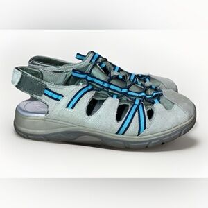 Lands End Sandals Closed Toe All Weather Hiking Water Shoes Suede Slip On Size 9